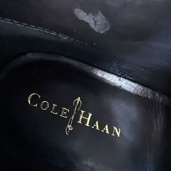 Cole Haan Cora Black Suede Wedge Heel Tall Boots Side Zip D38352 Women’s 8.5 M - Picture 13 of 16